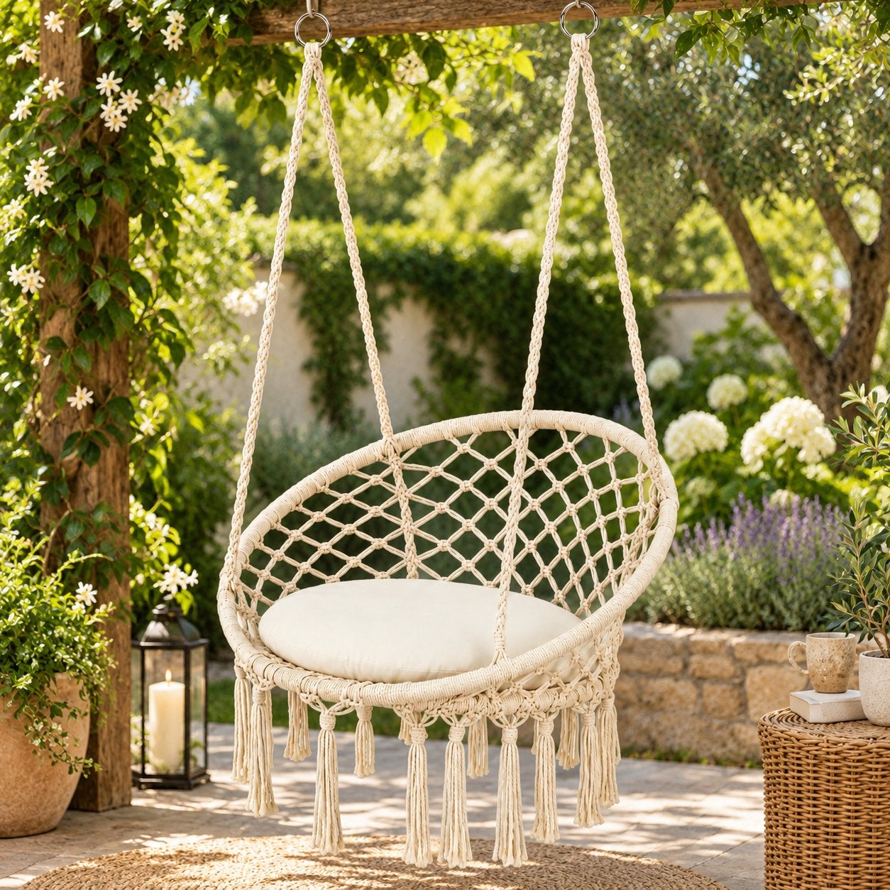 Macramé hangmat, Jardin & Terrasse, Une personne, Comme neuf, Enlèvement, Intérieur