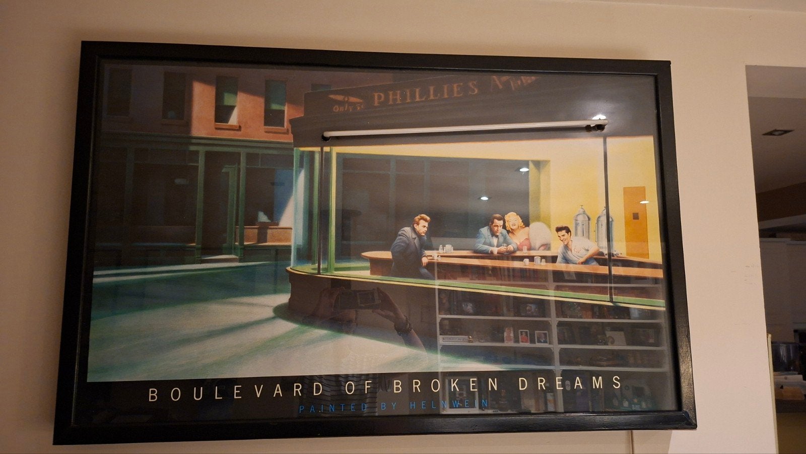 vintage print Boulevard of broken dreams met neon, Enlèvement, Vintage, Encadré, Impression