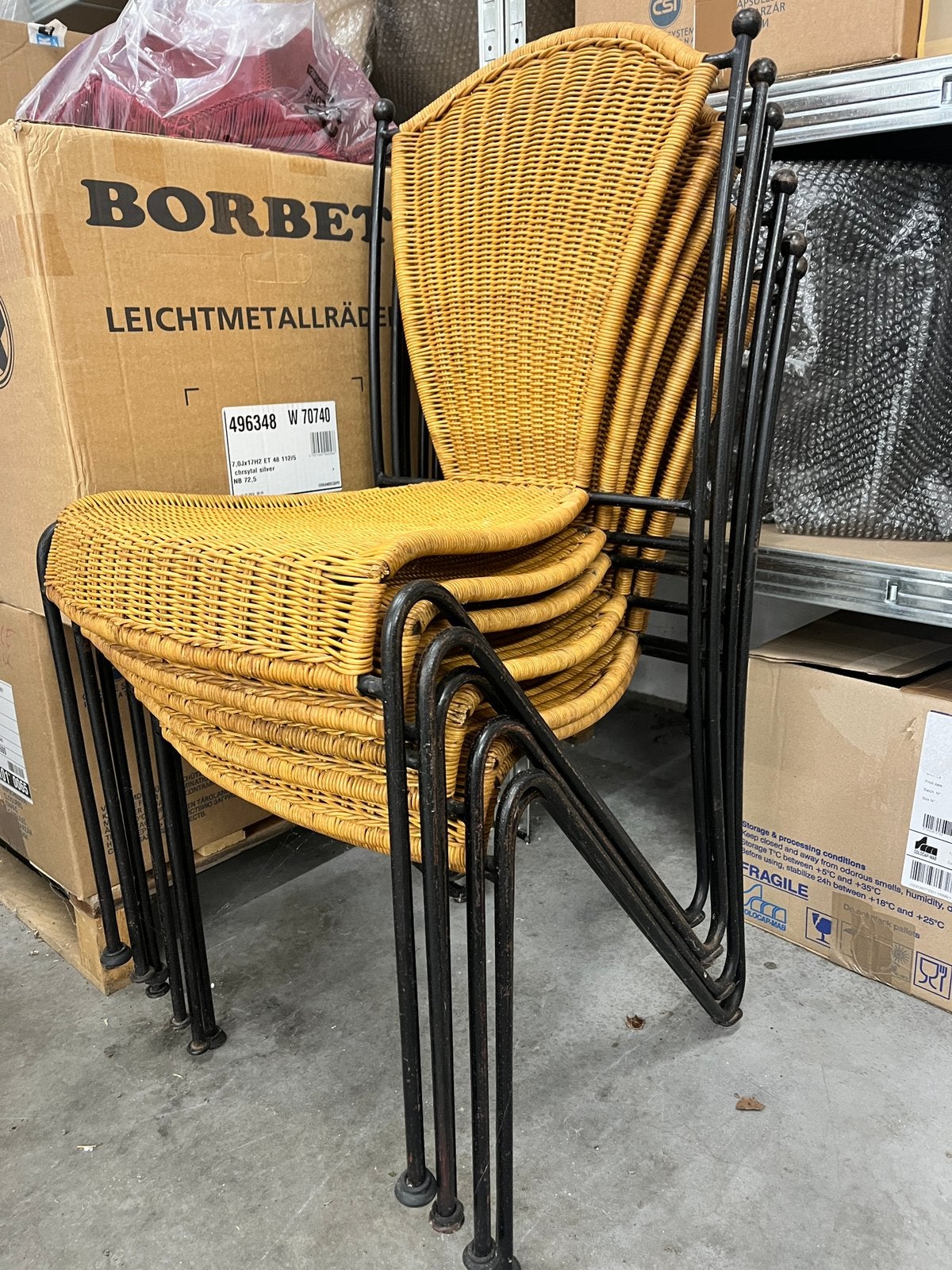 6 stoelen uit smeedijzer, Ophalen, Stapelbaar