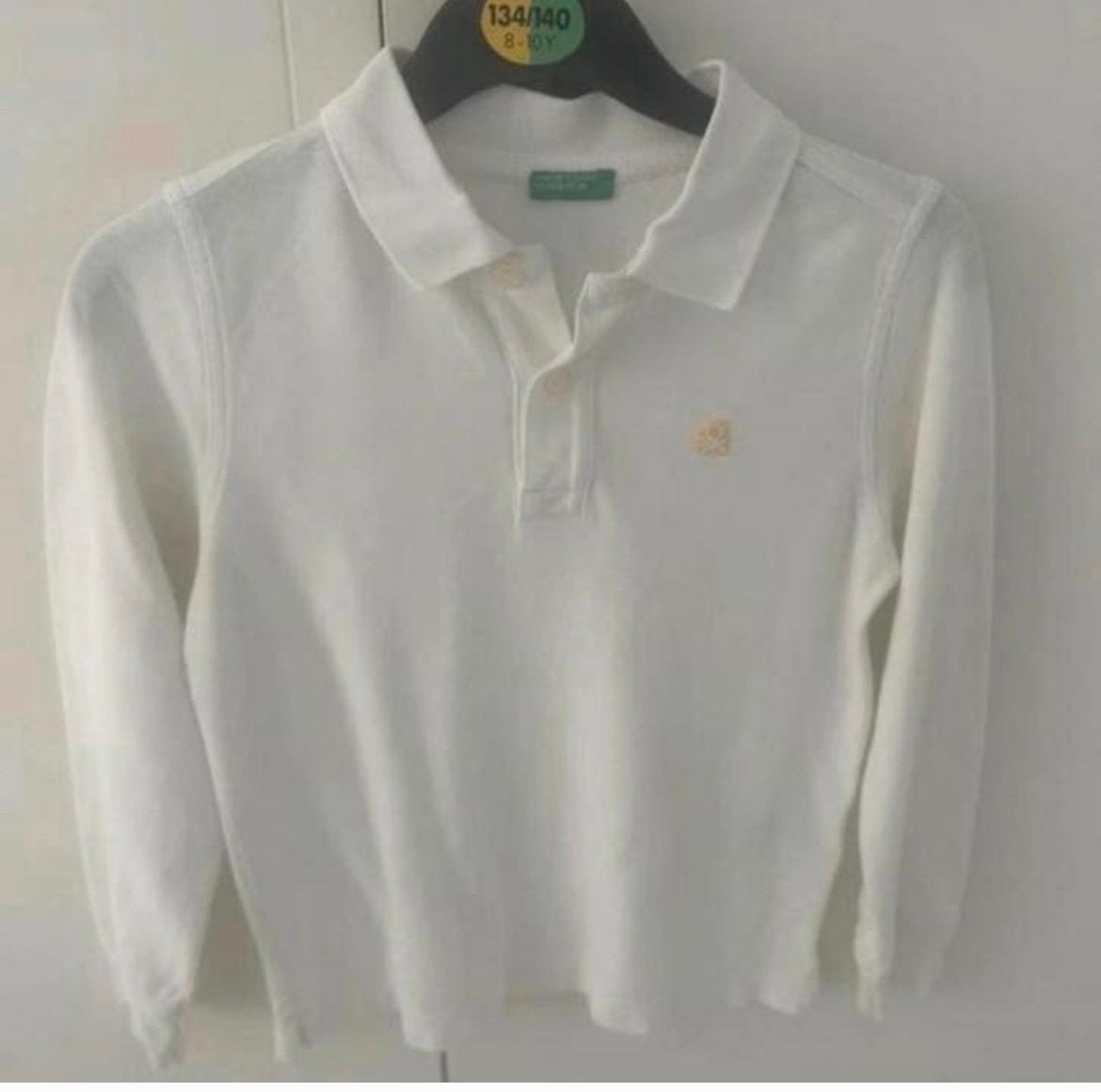Witte polo jongen - Benneton - 6 jaar, Kinderen en Baby's, Kinderkleding | Maat 116, Ophalen of Verzenden, Gebruikt, Jongen, Shirt of Longsleeve