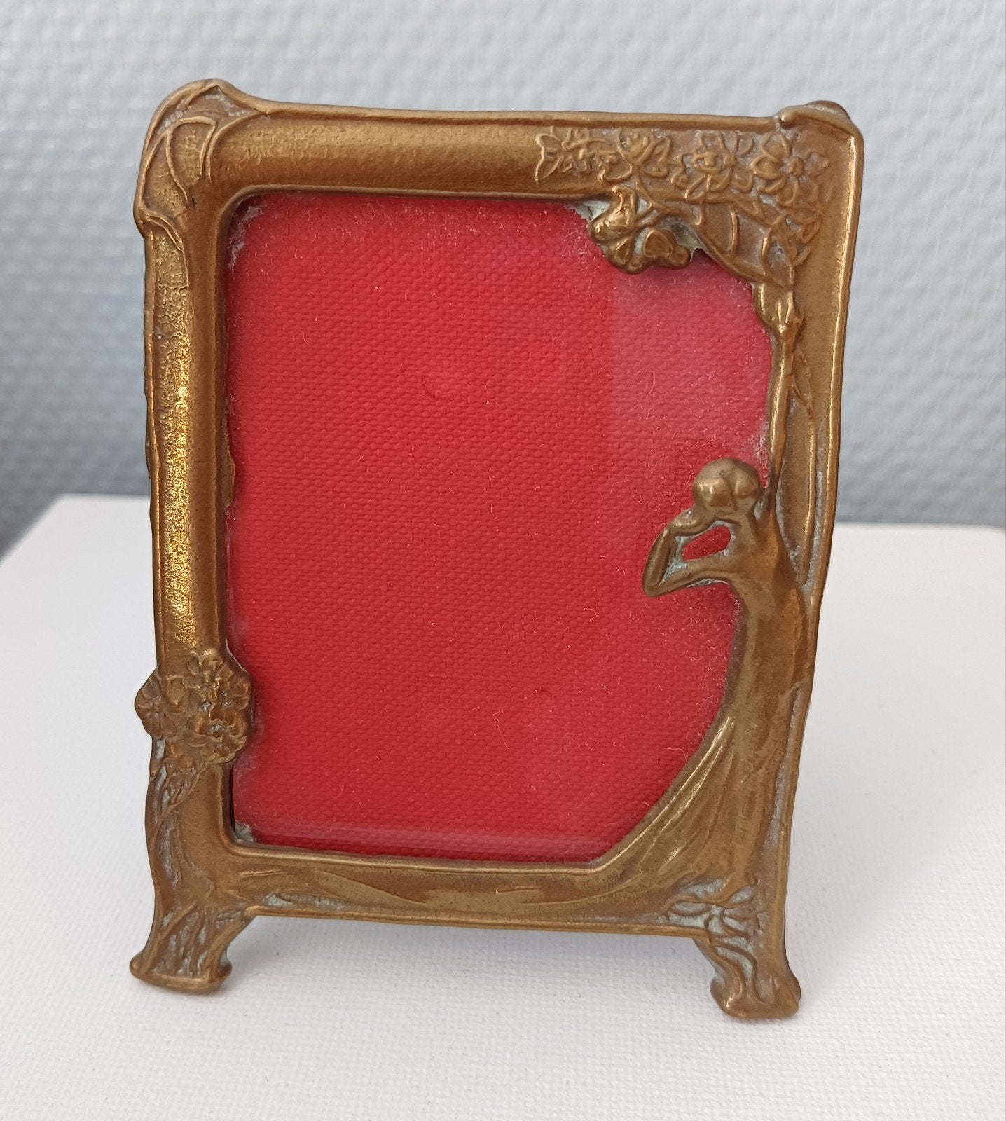 art noveau fotolijst, Audio, Tv en Foto, Fotografie | Fotolijsten, Gebruikt, Met glas, Metaal, Standaard fotolijst