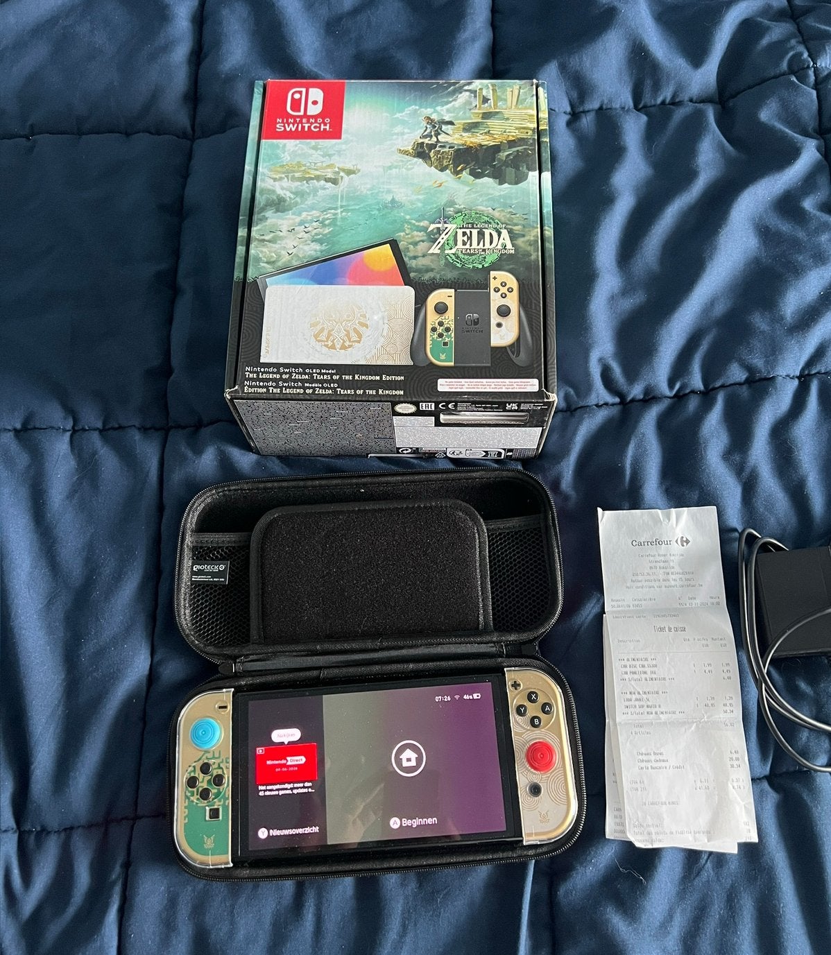 Nintendo Switch Oled Zelda Edition met garantie, Games en Spelcomputers, Spelcomputers | Nintendo Switch, Zo goed als nieuw, Switch OLED