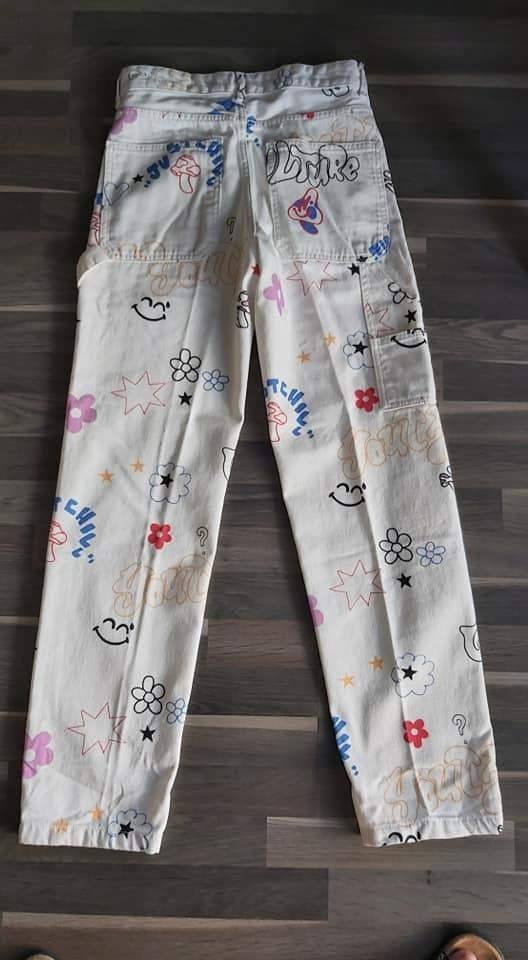 Bershka, jeans, NIEUW, met leuke tekeningen, mt 36, Meerkleurig, Nieuw, Maat 36 (S), Lang