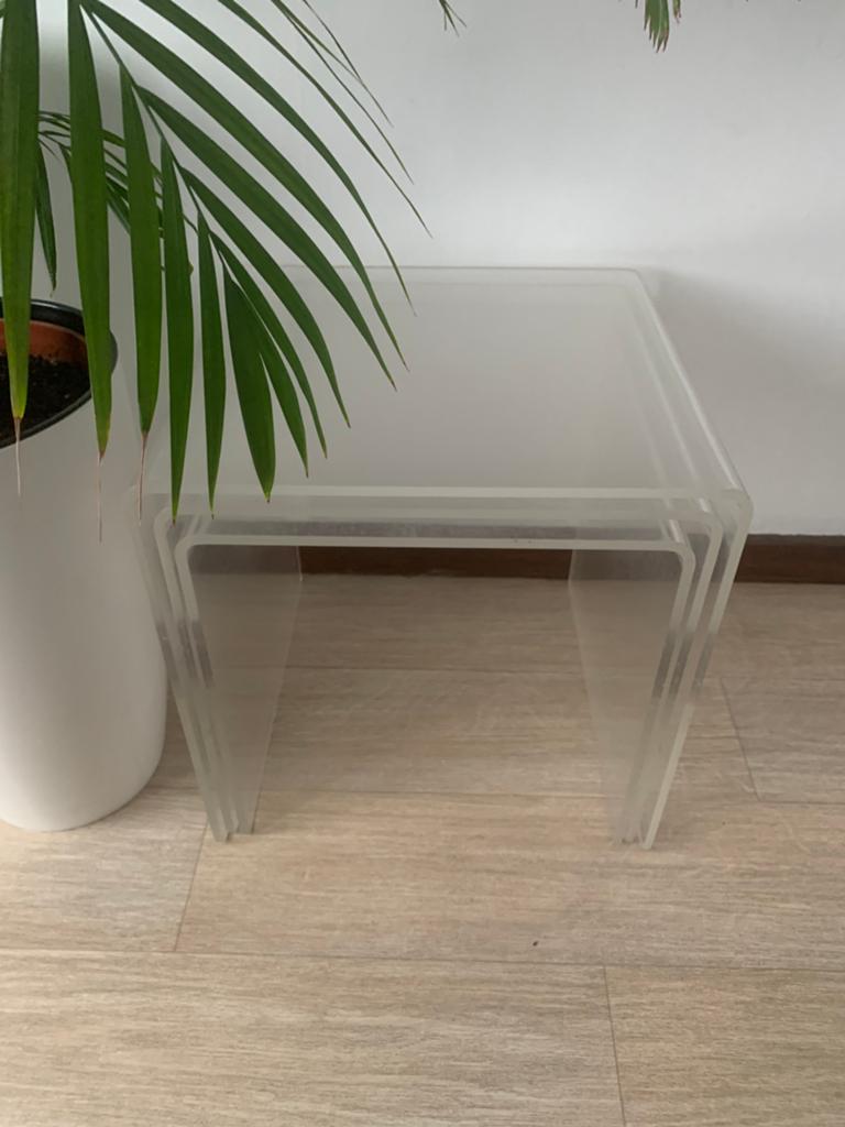 Tables gigognes en plastique des années 70, Maison & Meubles, Enlèvement ou Envoi, Moins de 55 cm, Carré, Synthétique