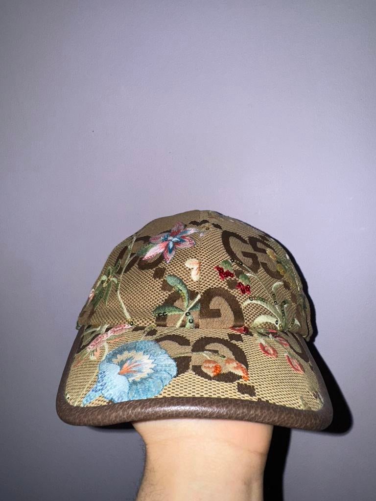 Casquette Gucci modele rare fleur jumbo, Ophalen, Zo goed als nieuw, 60 cm (XL, 7½ inch) of meer, Pet