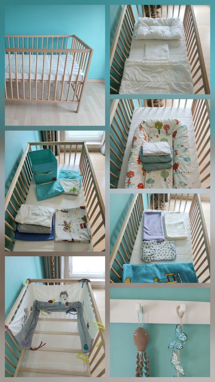 Lit bébé Ikea + matelas 8cm + linge de lit + matelas langer, Enlèvement, Utilisé, Lit