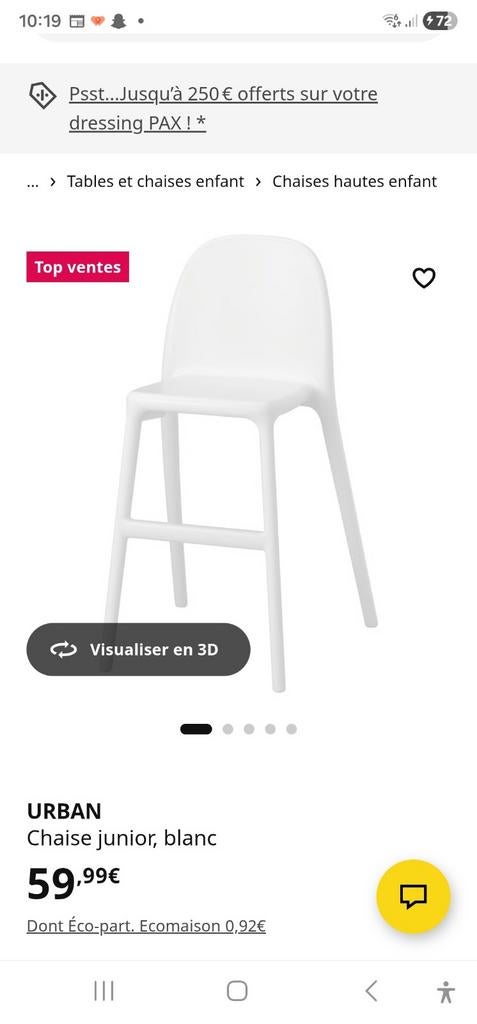 Witte kinderstoel, Kinderen en Baby's, Kinderstoelen, Ophalen, Zo goed als nieuw