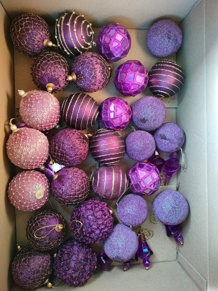 set luxe kerstversiering / kerstballen in paars, lila, rose, Ophalen of Verzenden, Zo goed als nieuw