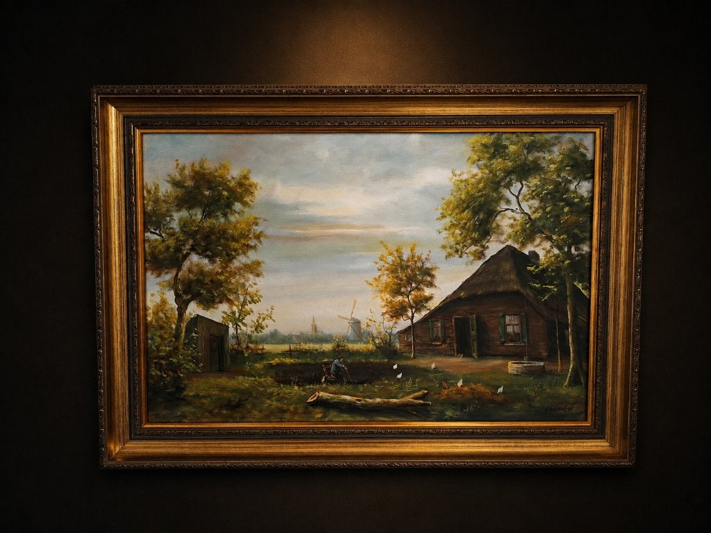 Backyard, Doek, Realistisch, Ophalen of Verzenden, Olieverf