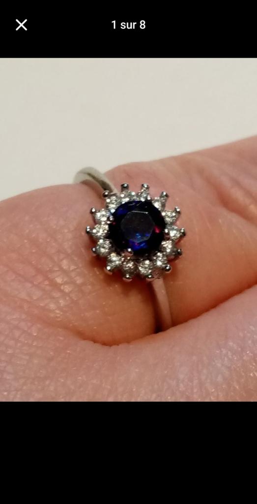 Bague réglable en argent massif avec opale noire, Bijoux, Sacs & Beauté, Bagues, Neuf, Femme, Argent, Argent, Avec pierre précieuse