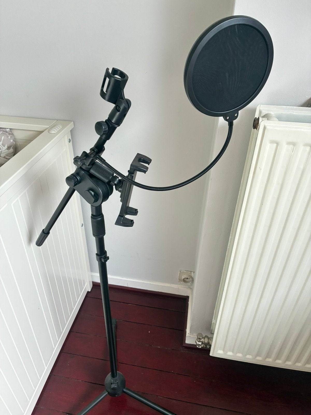 Microfoon Statief met Popfilter + GSM Houder - Karaoke, Ophalen, Zo goed als nieuw