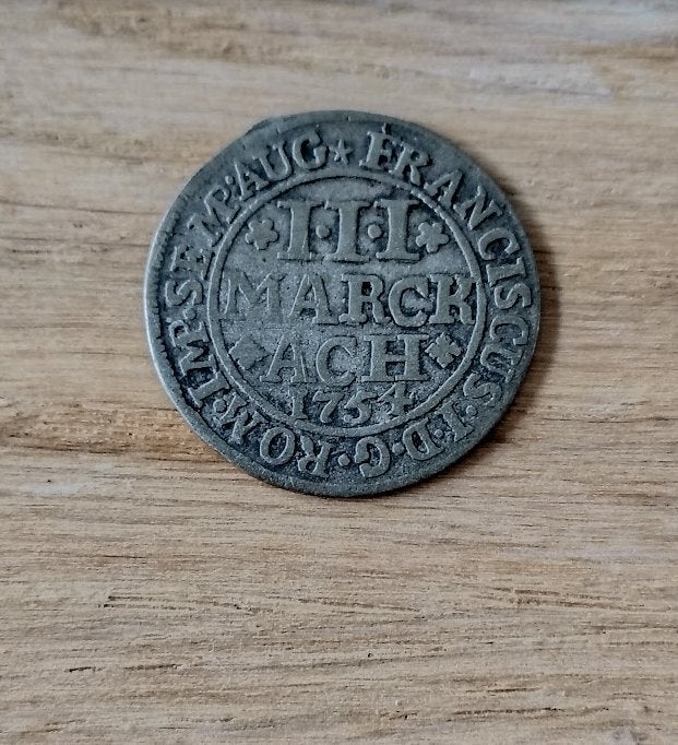 III Marck 1754 ACH Zilver, Postzegels en Munten, Verzenden, Duitsland, Losse munt, Zilver