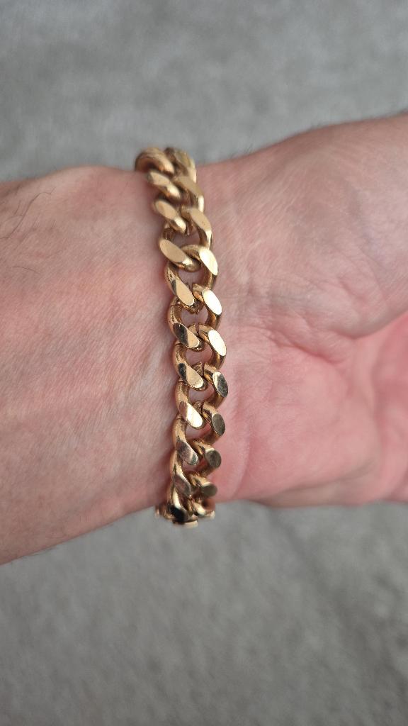 Chique Armband gouden kleur - 38 gram -23,5 cm lang ,lees ->, Ophalen, Nieuw, Goud, Overige materialen
