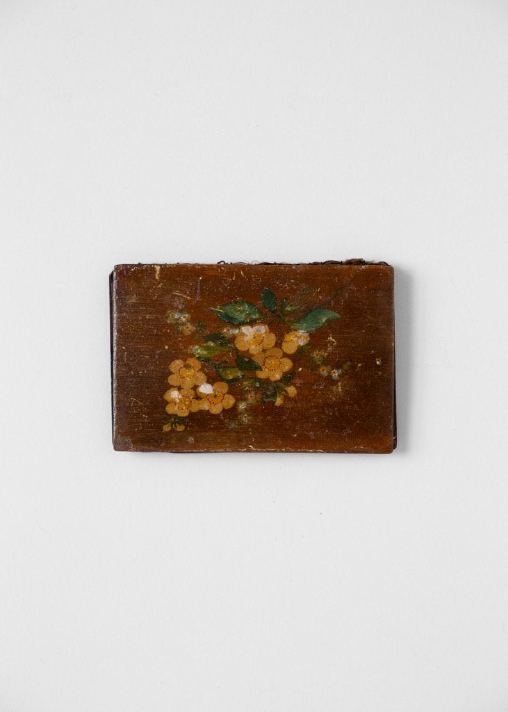 Houten etui met handgeschilderde bloemen (Spa), Ophalen of Verzenden
