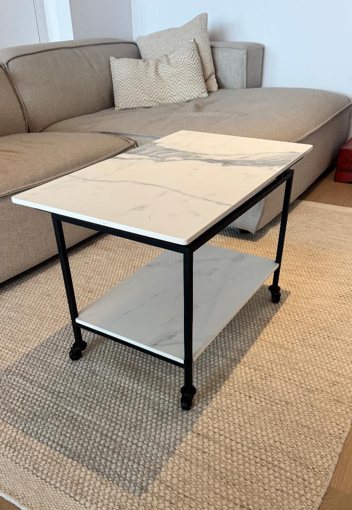 Table basse moderne avec plateaux en marbre - 75x45x50 cm, Enlèvement, Autres matériaux