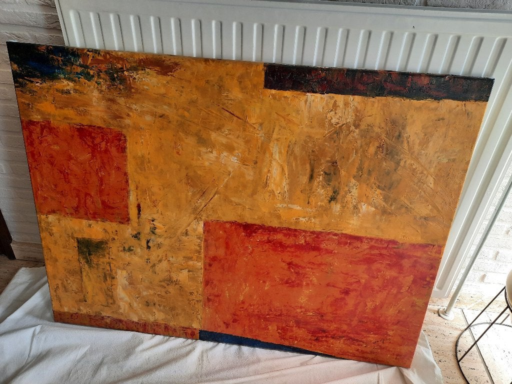 Schilderij 1,20 mtr/ 90 cm, Antiek en Kunst, Kunst | Schilderijen | Modern, Ophalen, Gesigneerd, Abstract