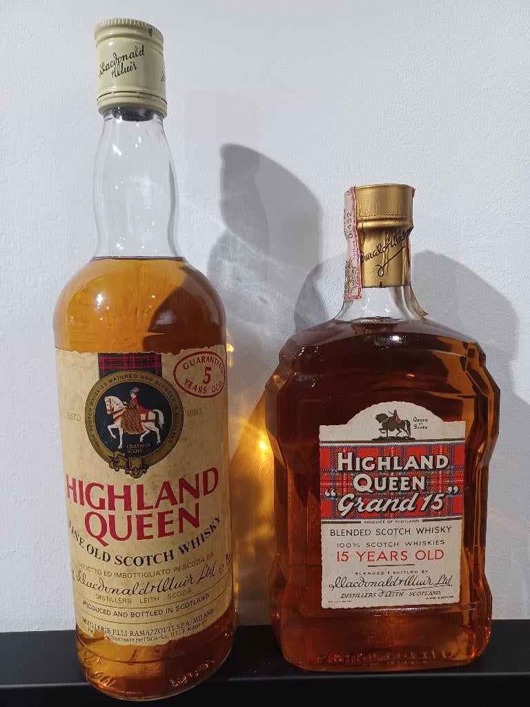 Vintage Highland Queen Whisky – 15y Grand & 5y  – 1970-1980, Verzamelen, Ophalen of Verzenden, Italië