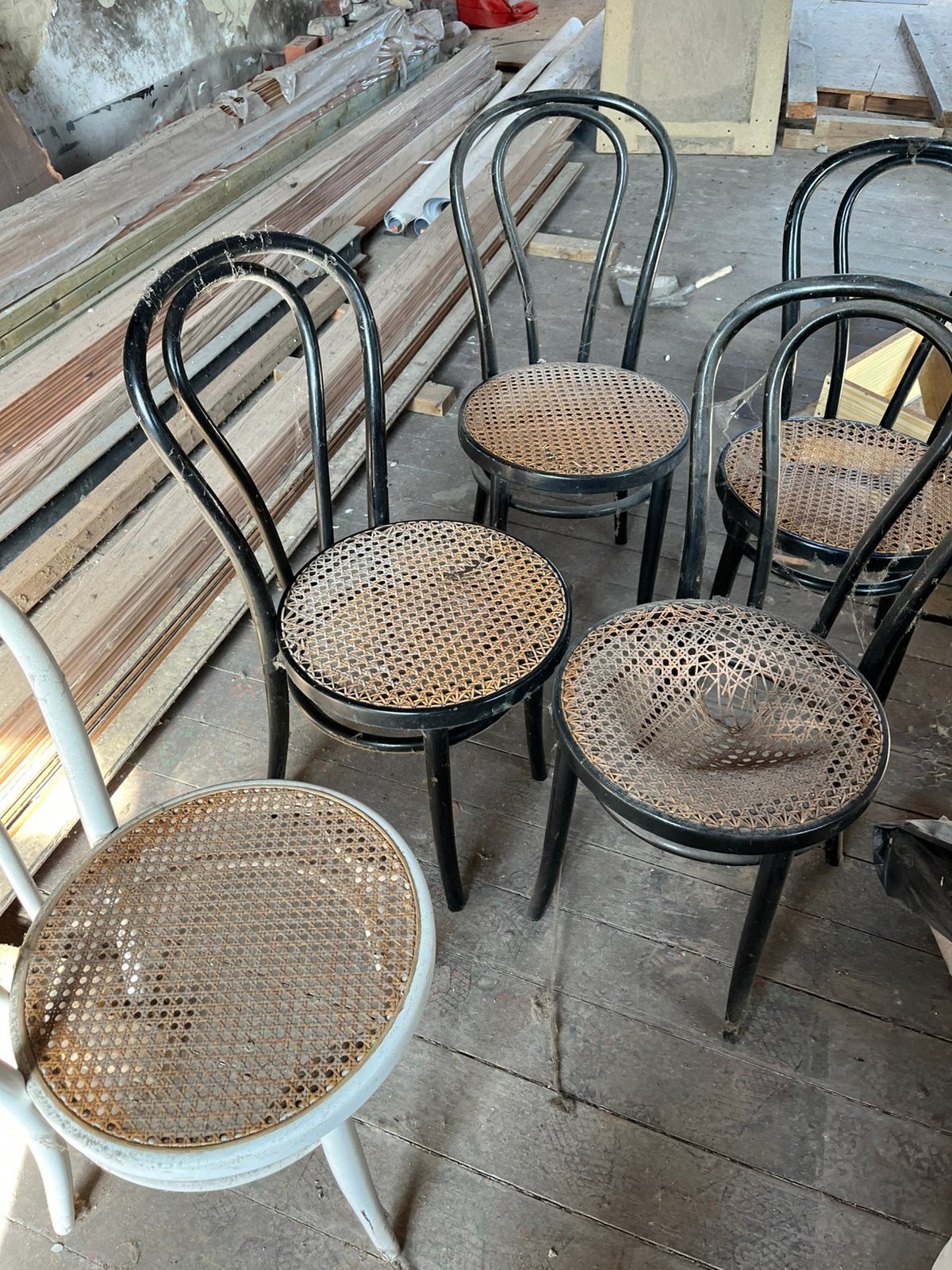 Lot 5 Stoelen thonetstijl bistro op te frissen, Ophalen, Gebruikt, Zwart, Thonet bistro