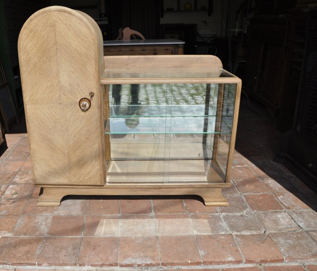eiken barmeubel met vitrine 1930, Ophalen, Gebruikt, Glas, Overige stijlen