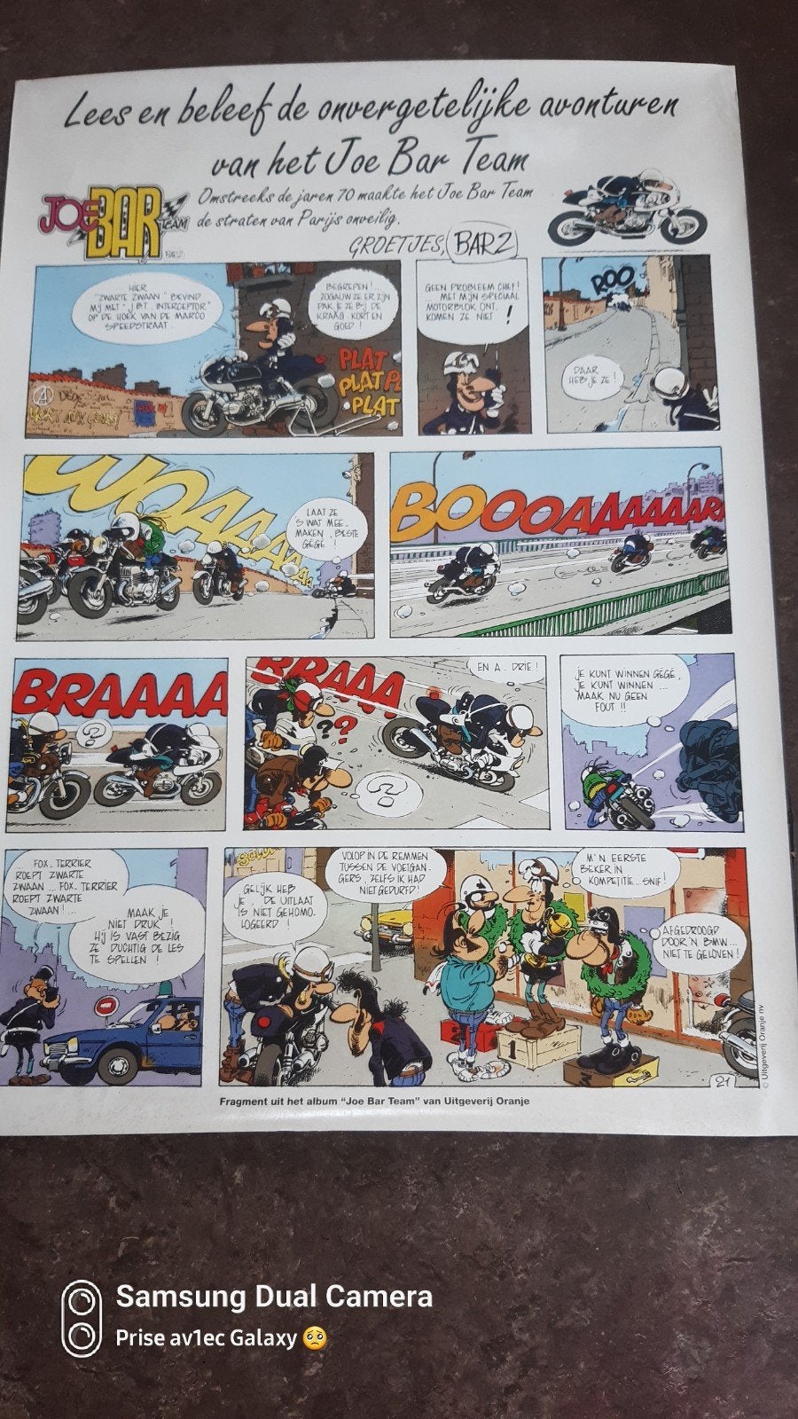 Mooie poster van Joe Bar team, Verzamelen, Stripfiguren, Ophalen of Verzenden