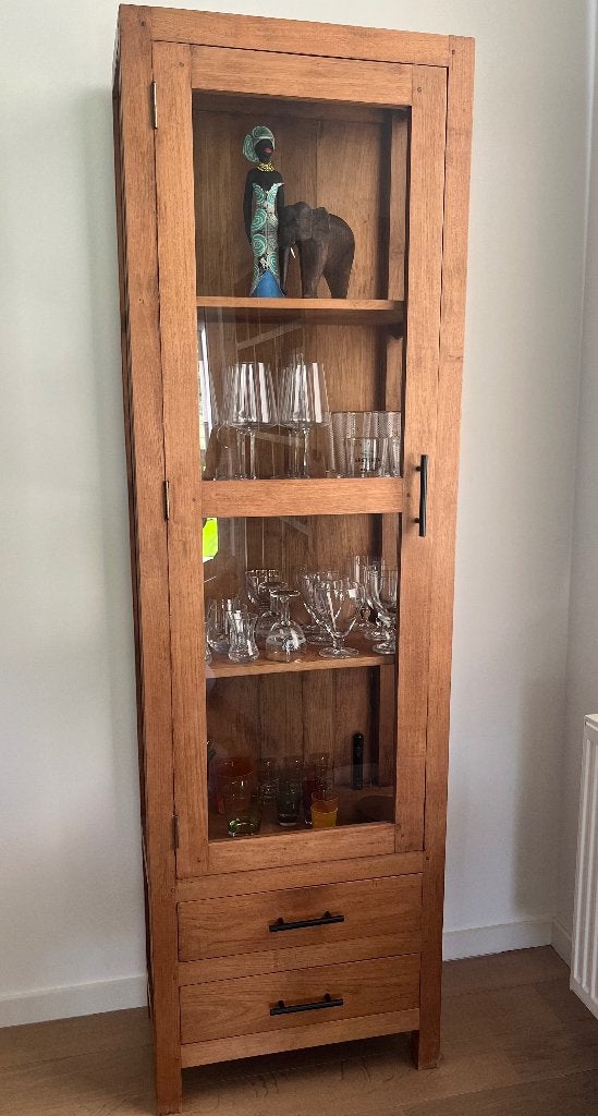 Barkast/ vitrinekast, Ophalen, Glas, 50 tot 100 cm, Zo goed als nieuw