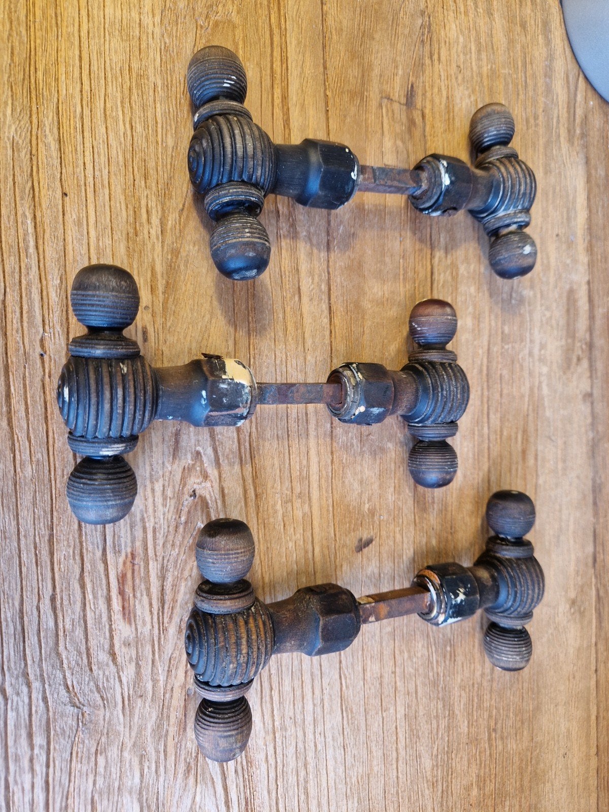 3x antieke houten deurklink, Enlèvement ou Envoi