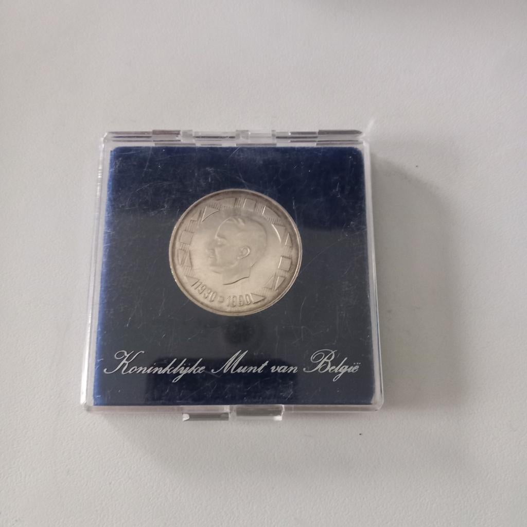 Zilver munt 500 f Boudewijn 1930/1990 vl, Ophalen of Verzenden, Zilver