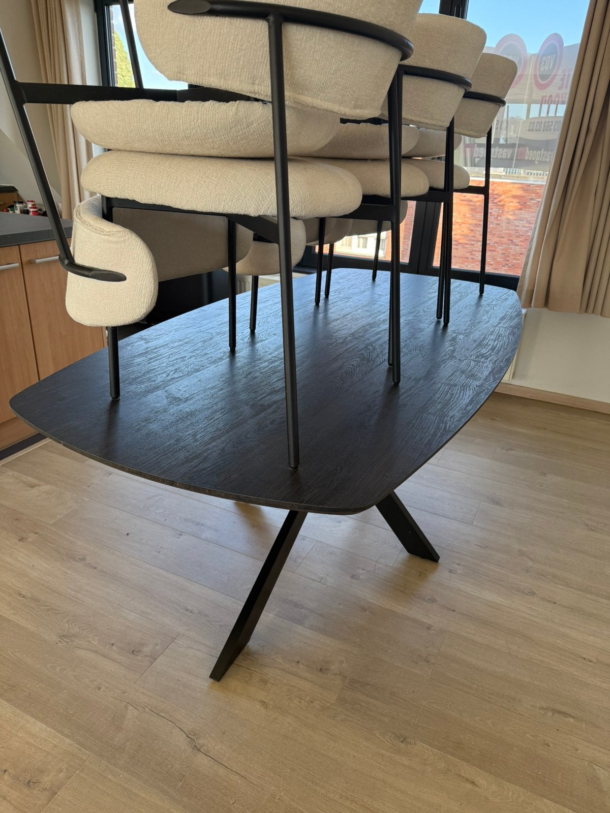 Eet tafel voor 6 personen, Huis en Inrichting, Tafels | Eettafels, Ophalen, Gebruikt, Rond, 200 cm of meer