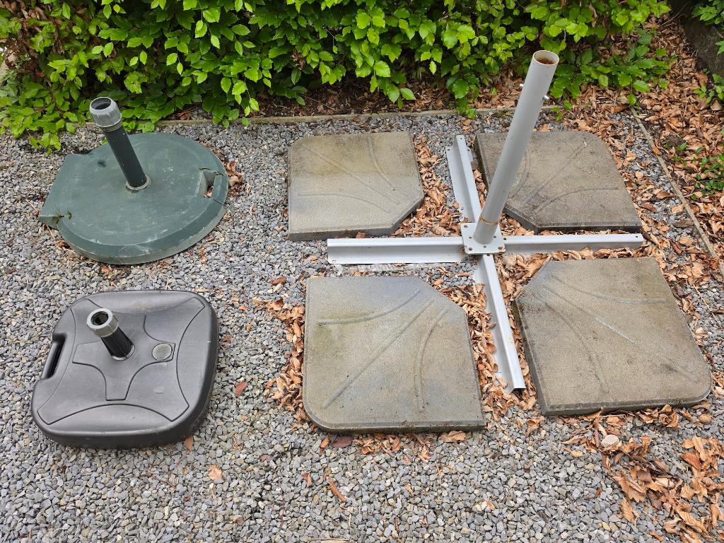 Parasolvoeten - set van 3, Jardin & Terrasse, Parasols, Enlèvement, Utilisé, Moins de 1 mètre, Base de parasol