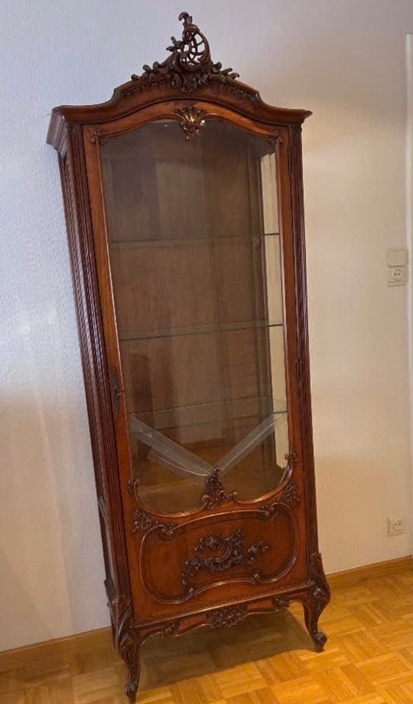 Prachtige Louis XV Vitrinekast - Notenhout- 1900, Antiek en Kunst, Ophalen