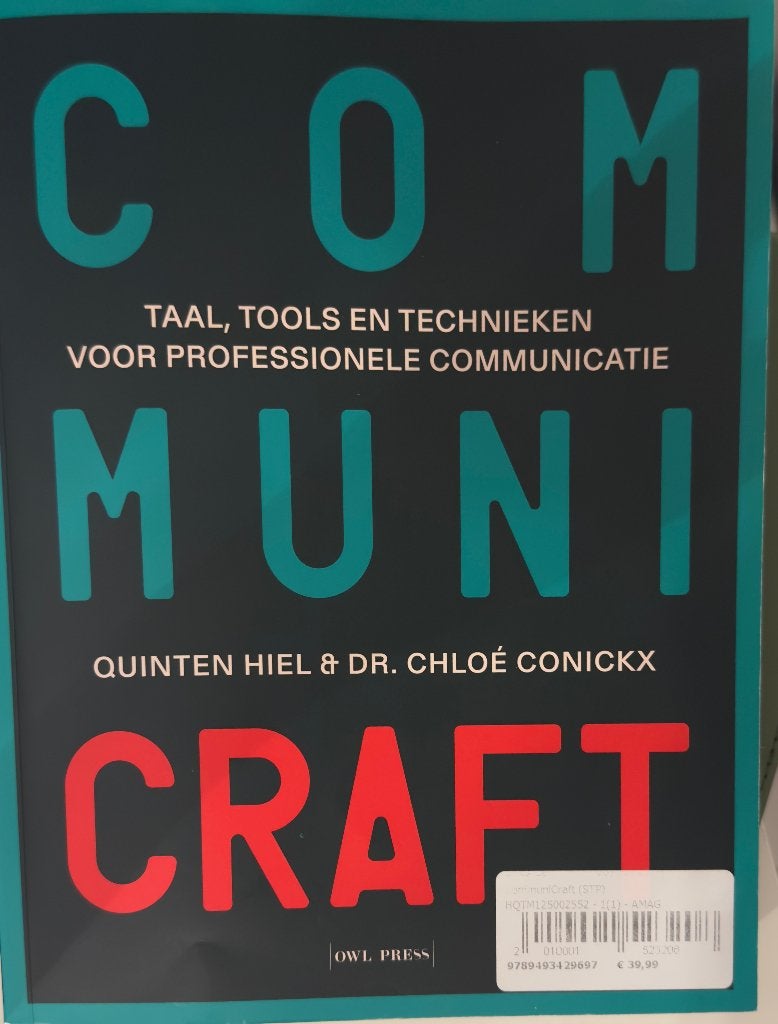 CommuniCraft ISBN 9789493429697, Ophalen of Verzenden, Gelezen, Hogeschool