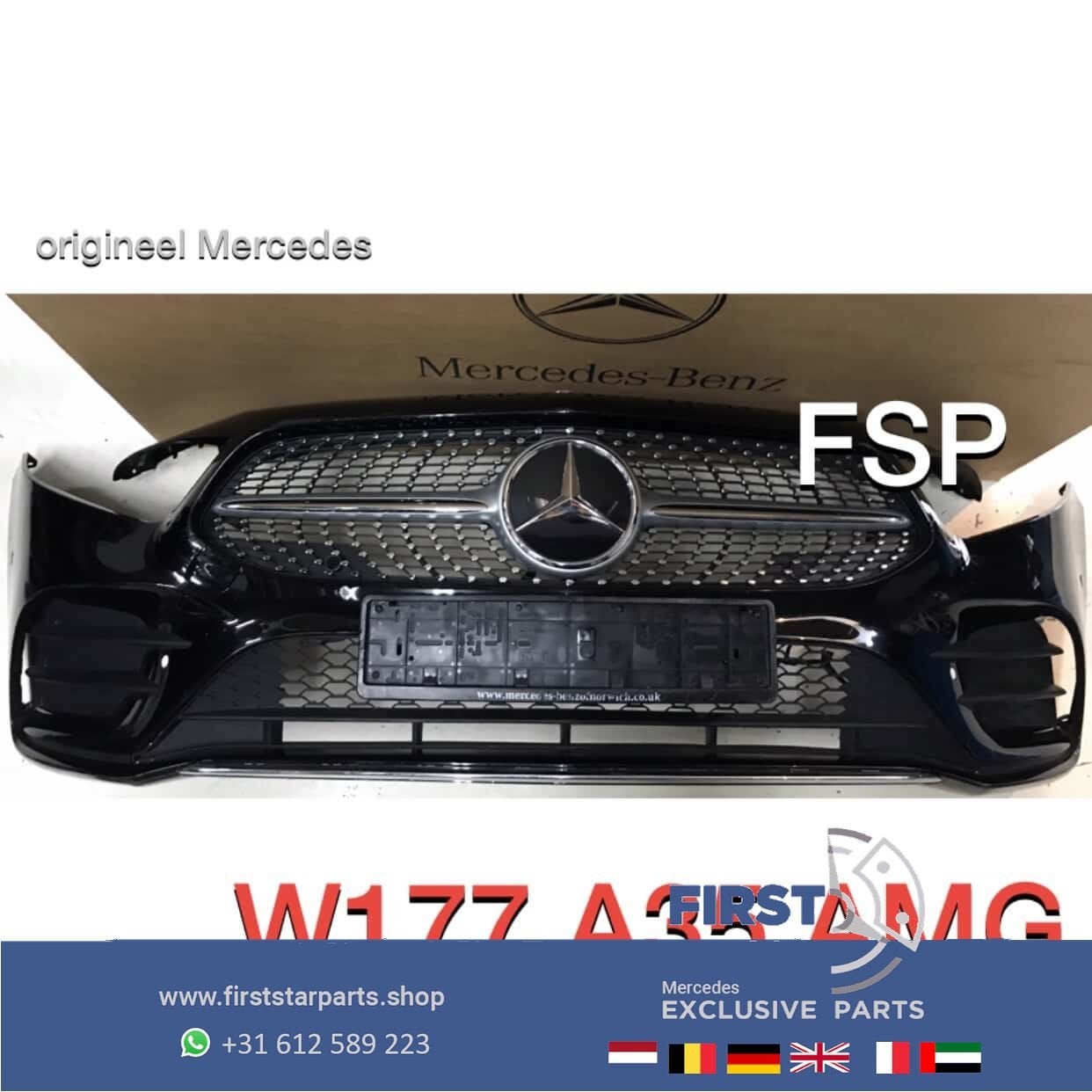 W177 AMG VOORBUMPER COMPLEET Mercedes A Klasse 2018-2021 ZWA, Gebruikt, -, Ophalen of Verzenden, Bumper