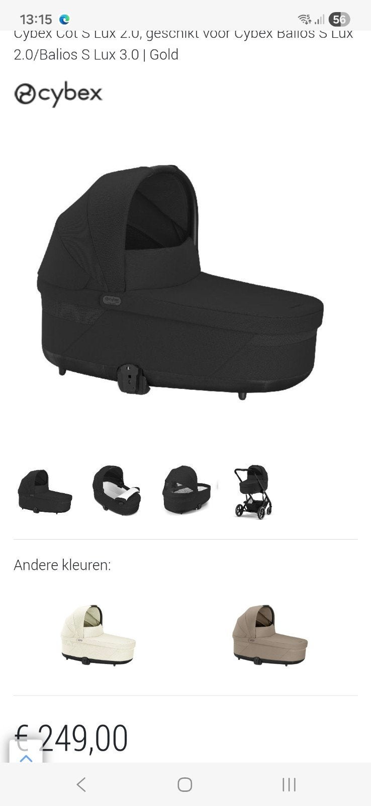Cybex cot S lux draagmand, Enlèvement