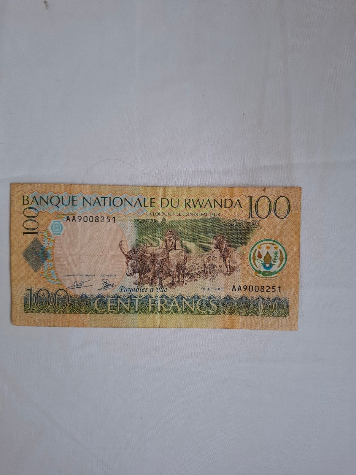 Rwanda 100 franc 2003, Timbres & Monnaies, Enlèvement ou Envoi, Autres pays, Billets en vrac