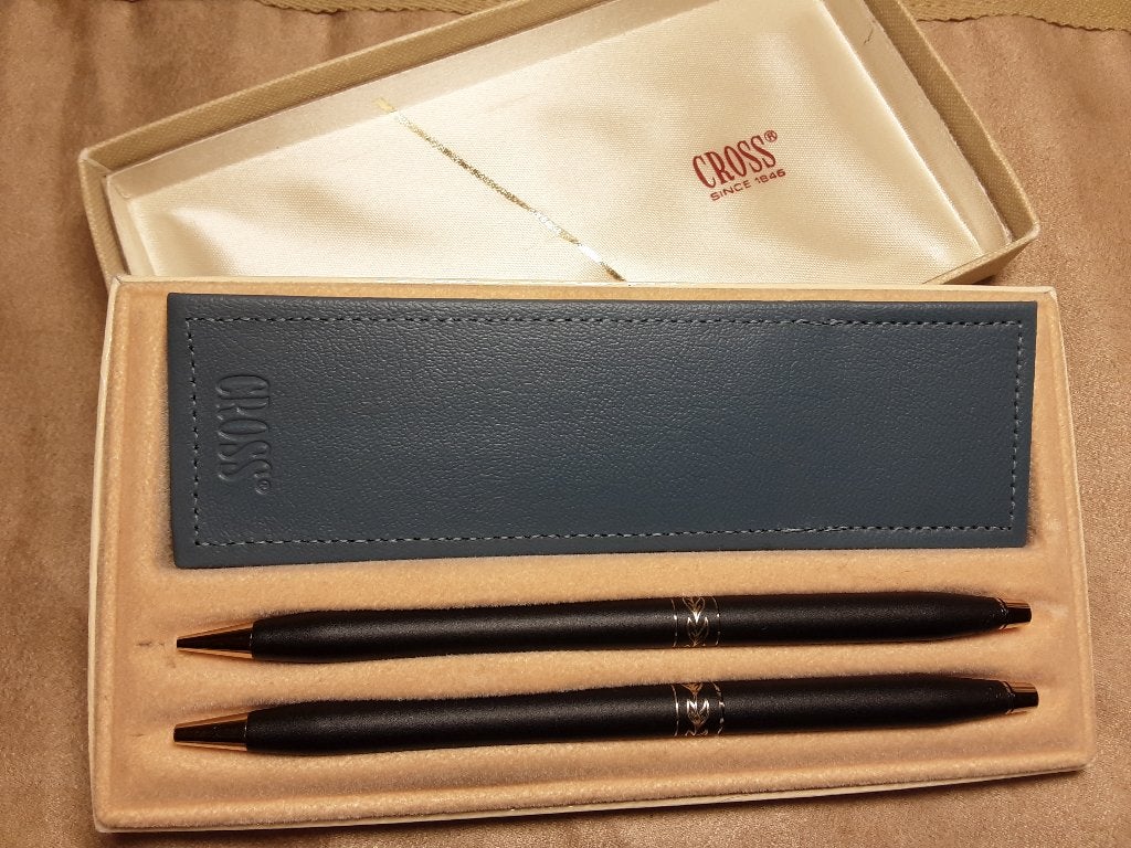 Cross Century I black/gold extra slim no clip set BP/MP, Neuf, Ensemble de stylos, Enlèvement ou Envoi, Cross