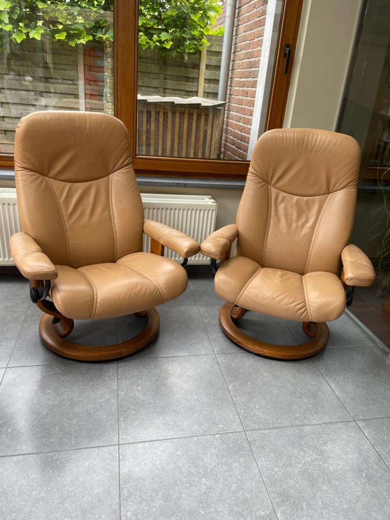 2 stressless zetels- in perfecte staat!, Huis en Inrichting, Fauteuils, Ophalen, Zo goed als nieuw