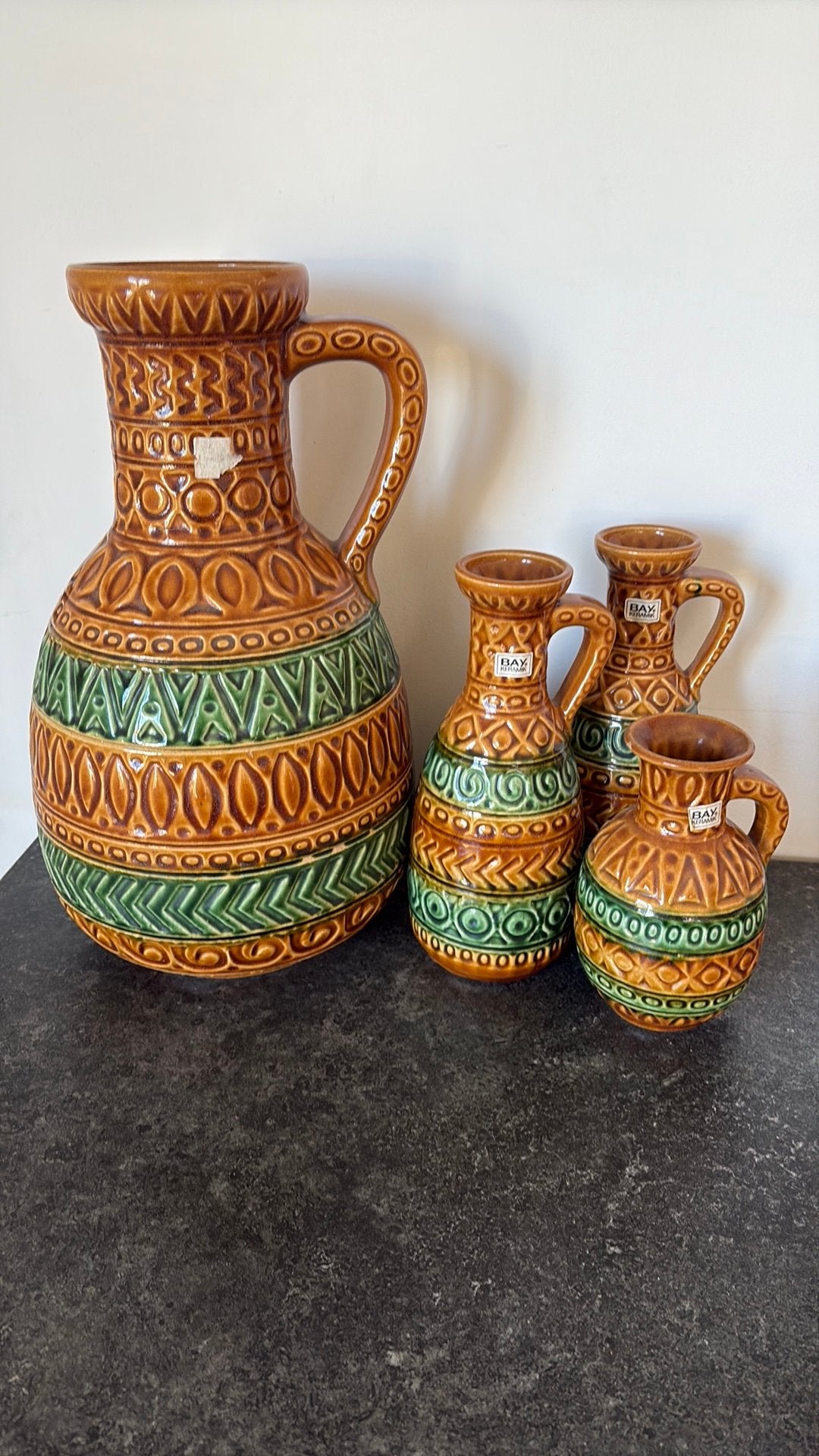 4 vazen ‘bay’ keramik, Antiek en Kunst, Ophalen