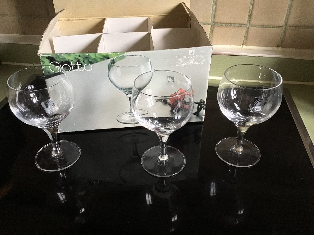 3 verres à vin rouge en cristal Giotto Italie light & Music, Enlèvement ou Envoi