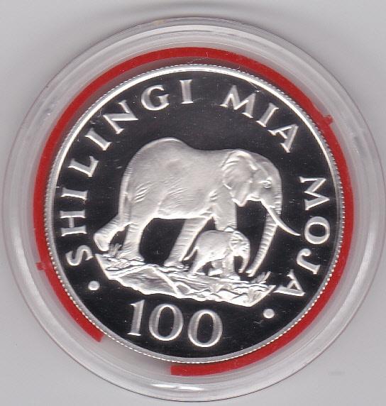 Tanzania 100 schillingi 1986, Ophalen of Verzenden, Tanzania, Losse munt, Zilver