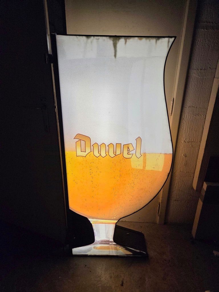 Duvel licht reclame groot, Ophalen, Gebruikt