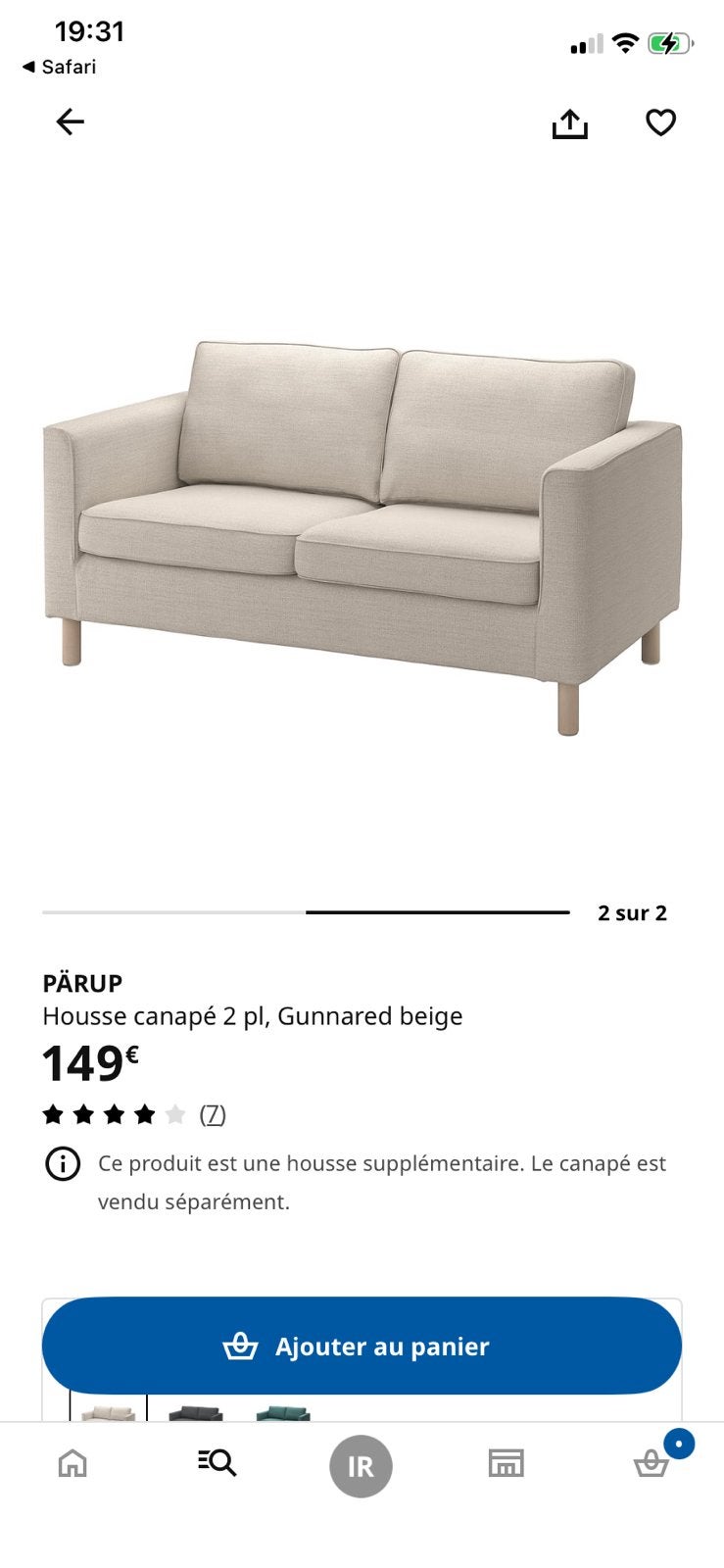 Housse canape ikea parup 2 places, Huis en Inrichting, Ophalen, Nieuw