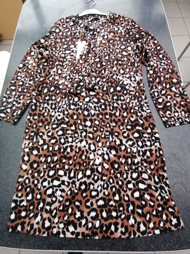 hemd- jurk luipaard roesttint nieuw lange mouw medium, Ophalen of Verzenden, Nieuw, Maat 38/40 (M), Meerkleurig