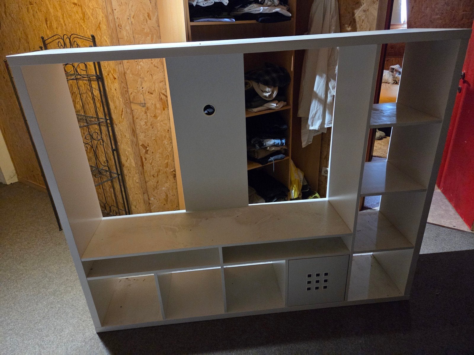 Meuble TV blanc avec nombreux rangements, Enlèvement, Comme neuf, Rectangulaire