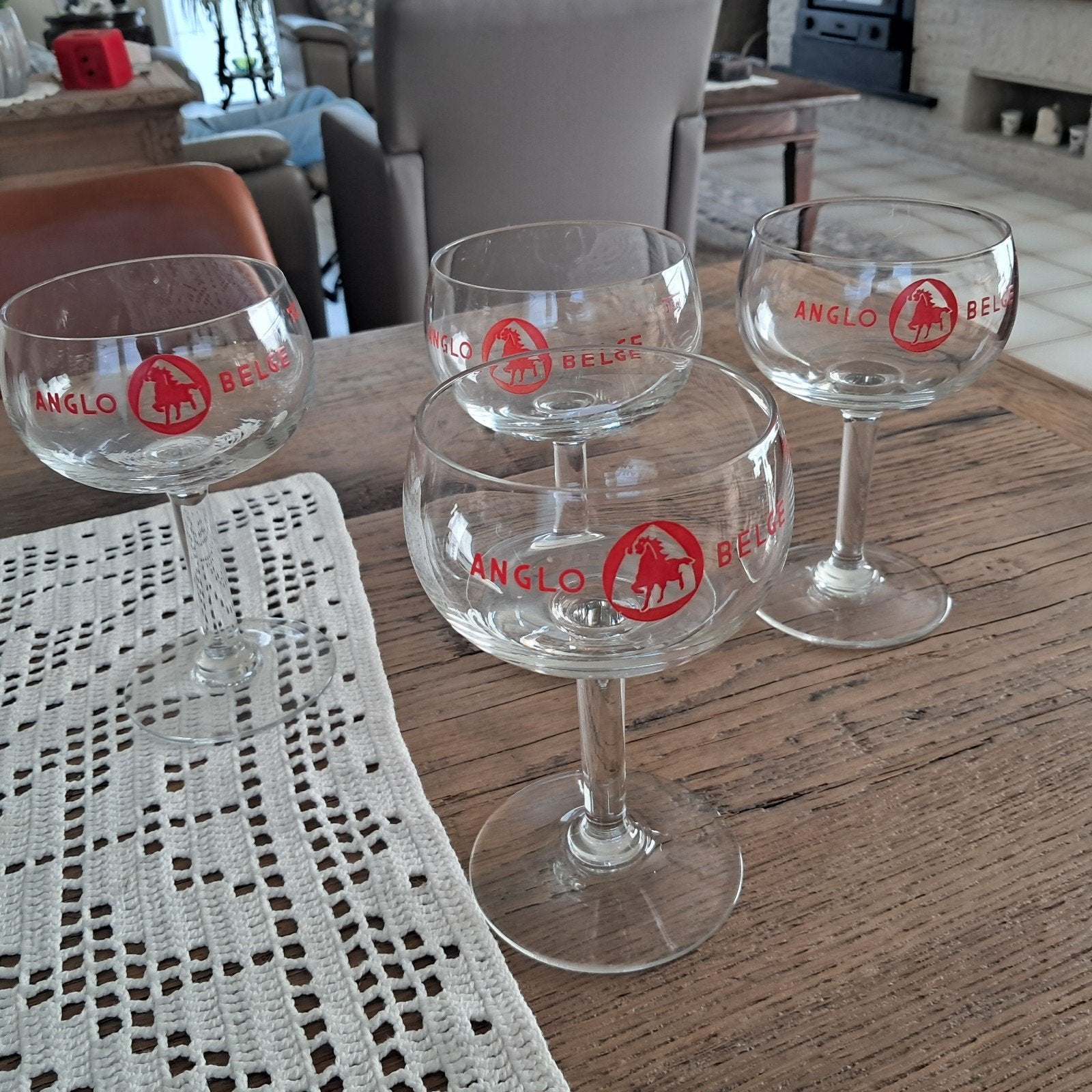 4 " Anglo Belge " bierglazen, Ophalen of Verzenden, Gebruikt, Bierglas