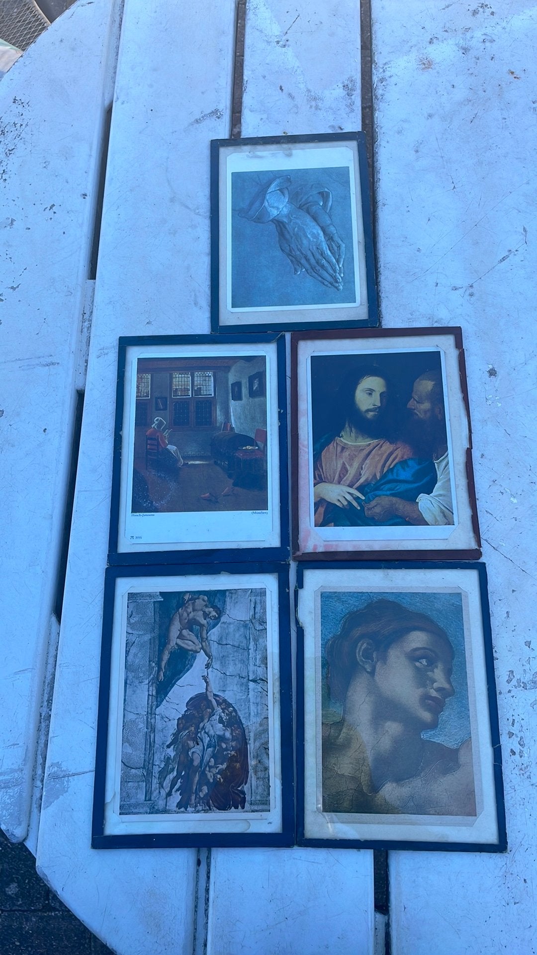 Set van 5 ingelijste kunstdrukken / klassieke schilderijen, Antiek en Kunst, Ophalen, Vintage