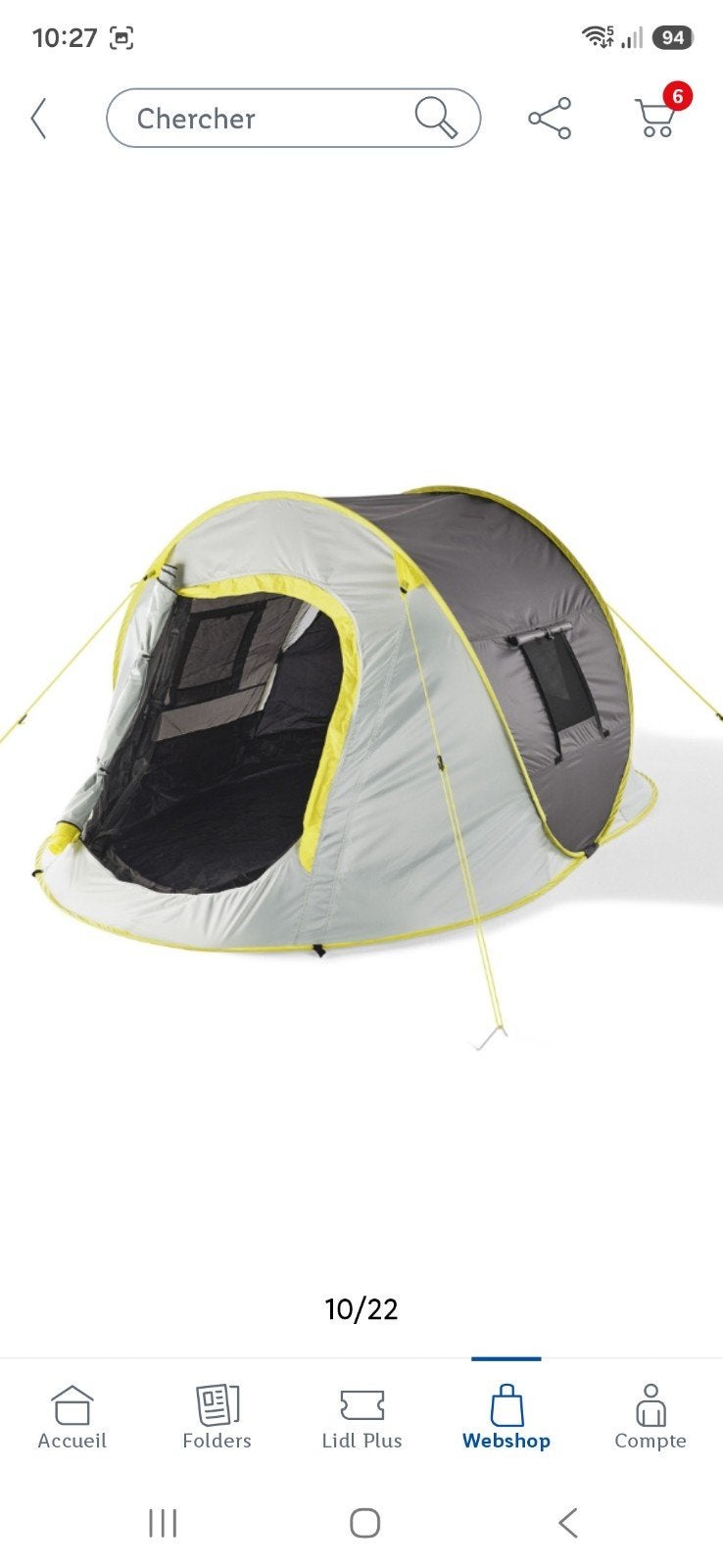 Tente pop up 2 pers gris clair  Etat neuf prix 20, Enlèvement