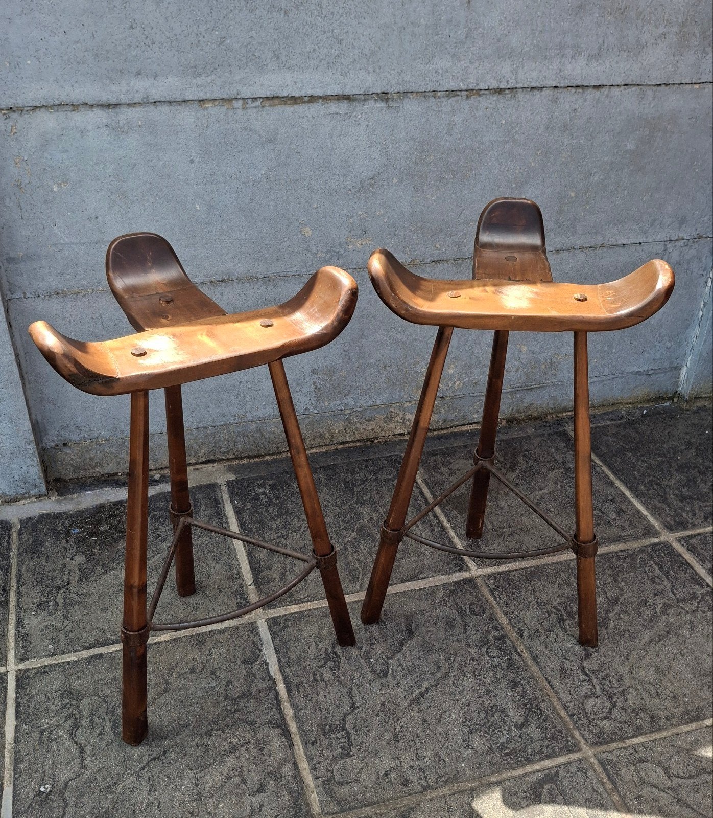 Vintage Spaanse barkrukken., Huis en Inrichting, Ophalen