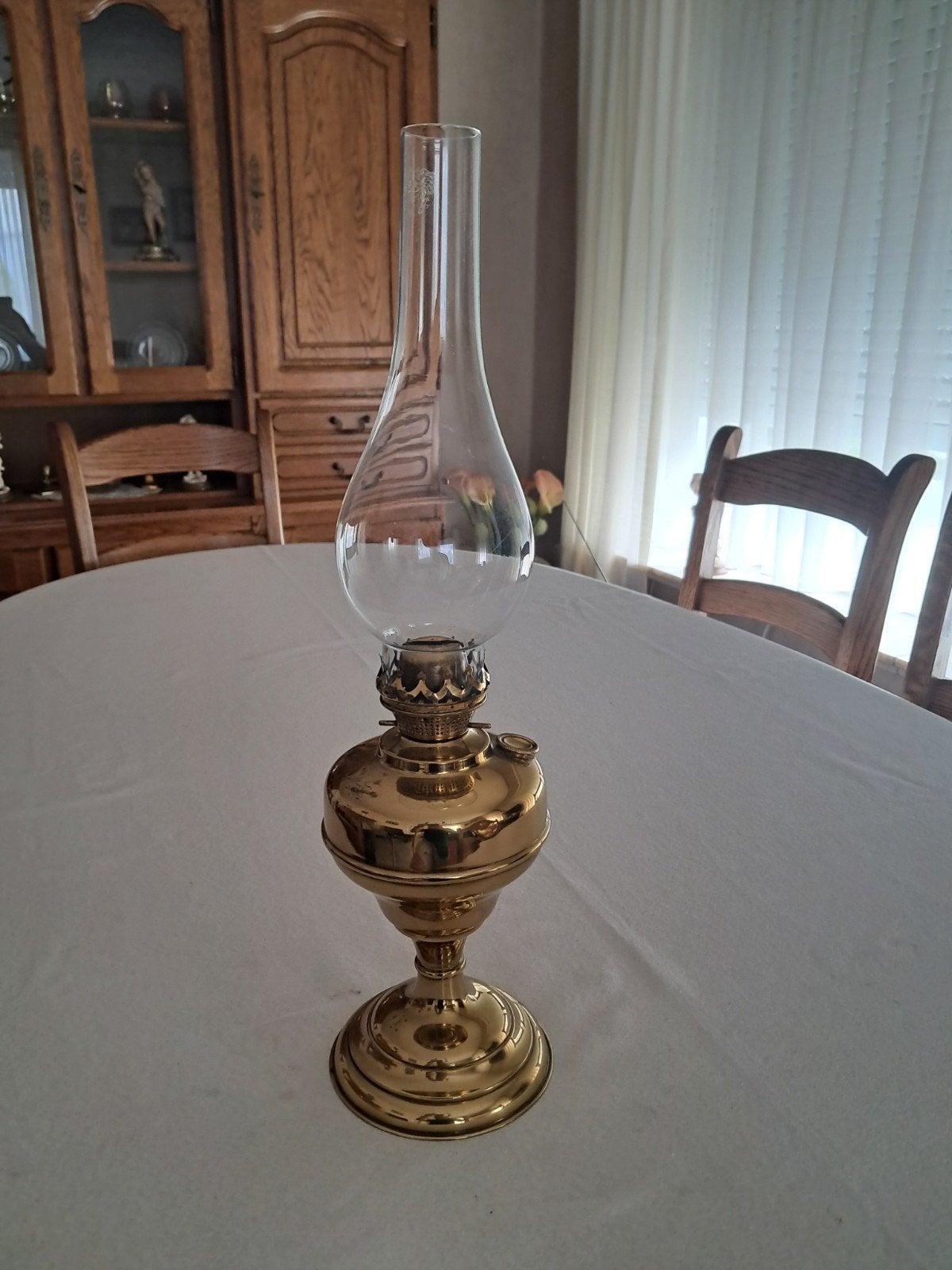 Antieke L&B Belgische Olielamp – Messing – Val Saint Lambert, Enlèvement