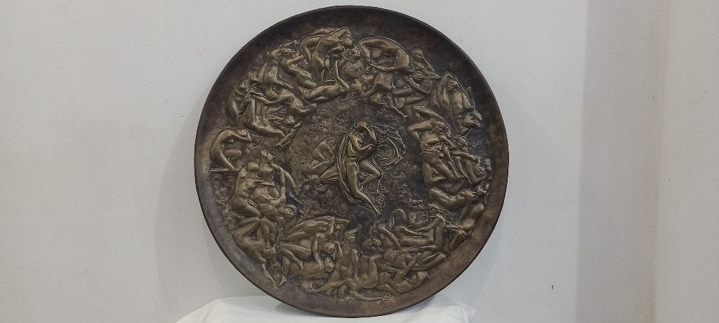 Bas-relief érotique en cuivre-laiton – Ø 55cm, Antiquités & Art, Antiquités | Bronze & Cuivre, Cuivre, Enlèvement ou Envoi