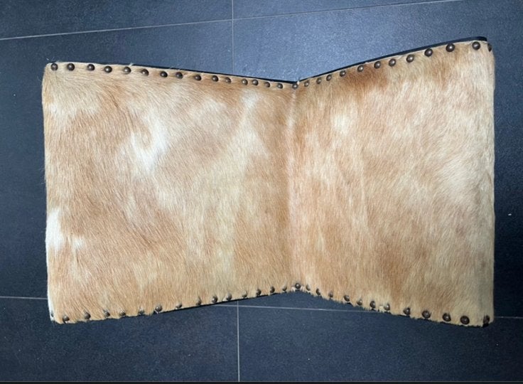 Leren vintoge voeten bankje, Ophalen, Nieuw, Minder dan 50 cm, Overige houtsoorten
